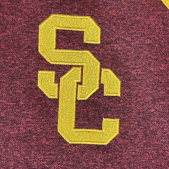 USC Pullover Mens 4XLT Red 1/4 Zip Mock Neck Pockets USC Trojans University Logo - Picture 8 of 12